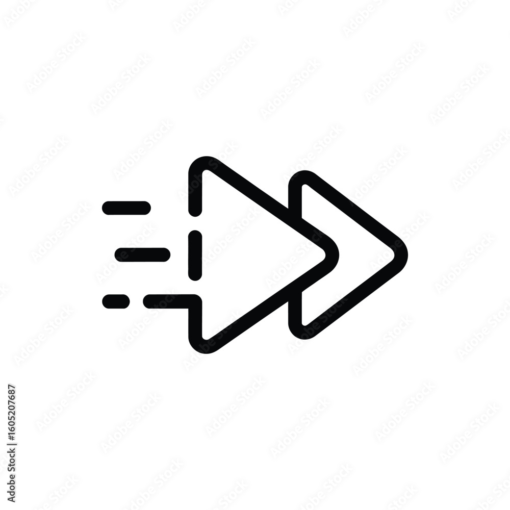 Poster double chevron fast forward icon for website and application navigation