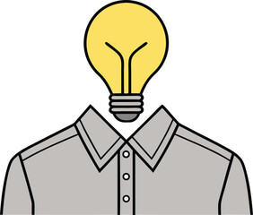 Stylized a person with a yellow lightbulb for a head idea concept