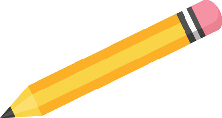 Yellow pencil with pink eraser graphite tip on writing drawing