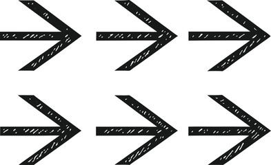 Six handdrawn arrows pointing right with textured fill on direction sketch