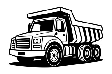 Dump Truck – Bold Minimalist Vector Line Art for Apparel and Vinyl Cutting generative ai