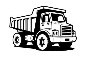 Dump Truck – Bold Minimalist Vector Line Art for Apparel and Vinyl Cutting generative ai