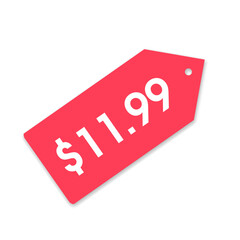 $11.99 only png, red colour price tag, simple corner badge, sale point sticker
