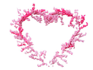 Pink floral heart isolated on transparent background
