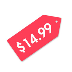 $14.99 only png, red colour price tag, store sale icon, elegant price stamp