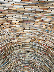 Endless Huge Tunnel Made of Thousands of Books, Textured Repetative Background
