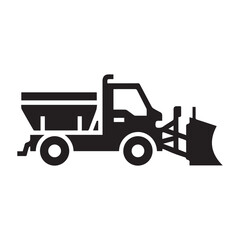 Naklejka premium Minimalist Silhouette Snow Plow Truck Icon Vector