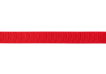 Straight red grosgrain ribbon banner, a simple decorative element for design. Isolated on transparent background, png