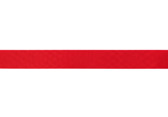 Straight red grosgrain ribbon banner, a simple decorative element for design. Isolated on transparent background, png