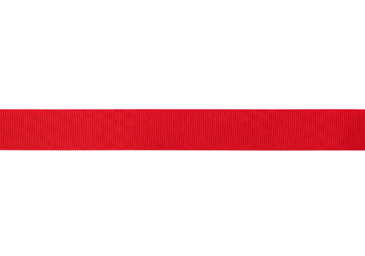 Straight red grosgrain ribbon banner, a simple decorative element for design. Isolated on transparent background, png