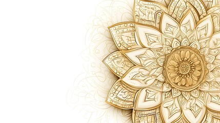 Ornate gold floral mandala on white background