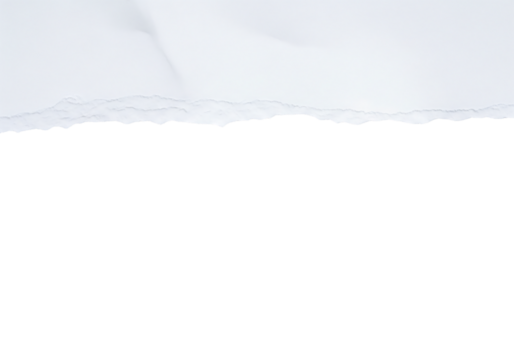 Torn or ripped white paper edge with a rough texture, a creative design element. Isolated on transparent background, png