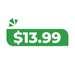 $13.99 only png, green colour price tag, flat graphic sticker label, online price graphic