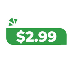 $2.99 only png, green colour price tag, marketing flash offer tag, ecommerce digital deal