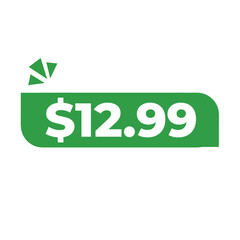 $12.99 only png, green colour price tag, ecommerce offer tag simple, selling item icon