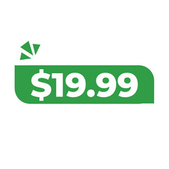 $19.99 only png, green colour price tag, deal section tag template, clean sale design
