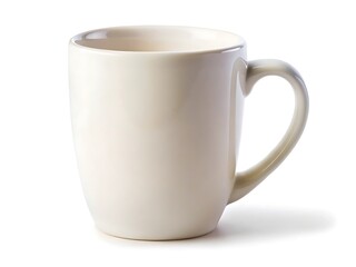 Simple matte ceramic coffee mug with handle white
