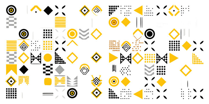 set of geometric shapes memphis design retro elemant isolated on white background, png, ai generated.