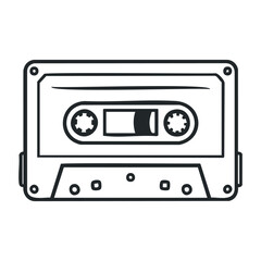 Obraz premium Retro audio cassette tape sketch - black and white minimalist design. Vector illustration