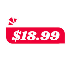 $18.99 only png, red colour price tag, retail offer badge, creative tag element