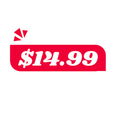 $14.99 only png, red colour price tag, clean store label, creative price tag