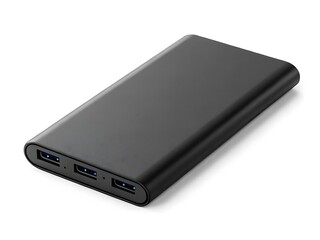 Slim matte black portable power bank with multiple usb ports image