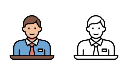 Iconic Representation of an Employee with Clean Lines and Flat Design Style