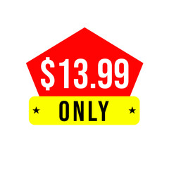 $13.99 only png, red colour price tag, smart label design, clean shop symbol