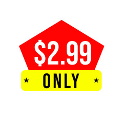 $2.99 only png, red colour price tag, fresh promo design, shopping deal sign