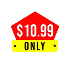 $10.99 only png, red colour price tag, flat promo design, shopping offer symbol