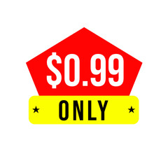 $0.99 only png, red colour price tag, minimal design offer, shop discount deal