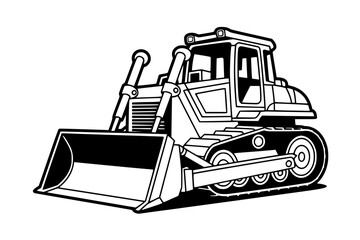 Bulldozer – Bold Minimalist Vector Line Art for Apparel and Vinyl Cutting generative ai