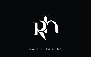 RH Elegant Monogram Logo Design Featuring Stylized Letters. A sophisticated monogram logo representation showcasing artistic typography with a modern design