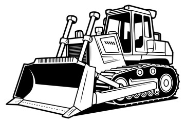 Bulldozer – Bold Minimalist Vector Line Art for Apparel and Vinyl Cutting generative ai