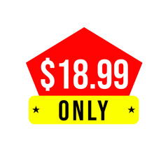 $18.99 only png, red colour price tag, modern deal symbol, catchy sale badge