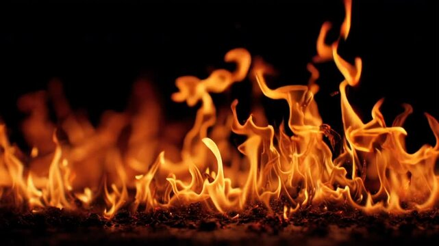 llamas de fuego sobre fondo negro