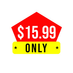 $15.99 only png, red colour price tag, offer png badge, special deal clip