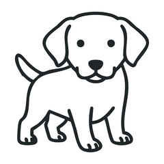 Fototapeta premium Adorable black and white puppy outline with tail. Vector illustration