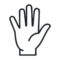 Obraz premium Outline of a raised hand with black lines on white background. Vector illustration