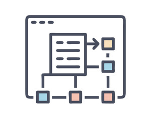 Project management flowchart icon visualizing a workflow diagram and business process mapping.
