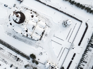 Aerial top down view of Orthodox Church of the 