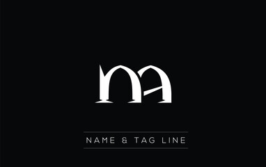 NA logo design. A sophisticated, minimalistic logo design featuring golden stylized typography,  perfect for branding concepts emphasizing luxury, professionalism, and contemporary aesthetics.