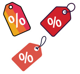 Colorful Percentage Discount Price Tags Set - Sale Label Vector Collection