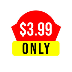 $3.99 only png, red colour price tag, cool shop label, smooth edge offer
