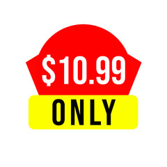 $10.99 only png, red colour price tag, creative deal tag, small sale design
