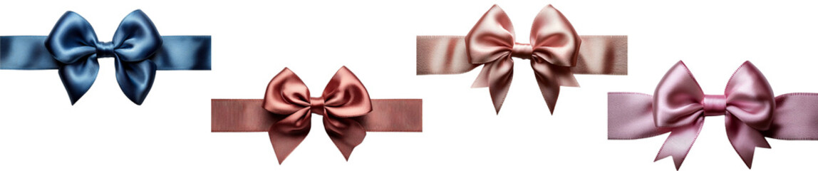 Celebrate with these elegant satin bows, perfect for gift wrapping, party decorations, and adding a touch of charm to any occasion with these vibrant ribbons - Isolated on Transparent Background