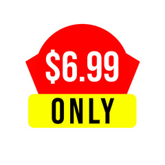 $6.99 only png, red colour price tag, elegant corner tag, shop now shape