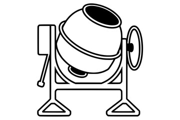 Cement Mixer – Bold Minimalist Vector Line Art for Apparel and Vinyl Cutting generative ai