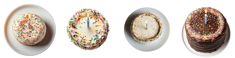 Celebrate life's sweet moments with delicious birthday cakes, perfect for joyful gatherings, festive events, and creating unforgettable memories with family and friends - Isolated on Transparent Backg