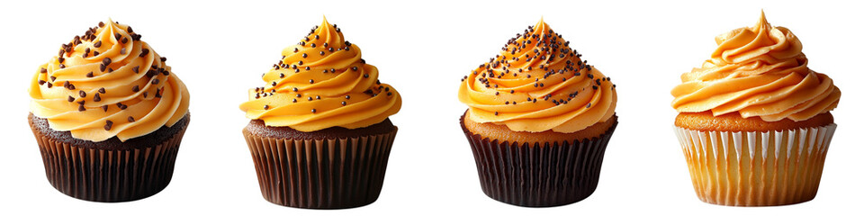 Indulge Your Sweet Tooth with Delicious Cupcakes Featuring Creamy Frosting and Sprinkles Ready for Your Next Celebration or Treat, Perfect for Baking Projects - Isolated on Transparent Background